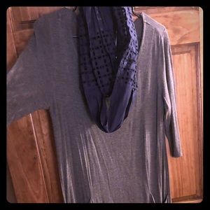 Grey scoop neck TUNIC TOP with NWT LOFT scarf